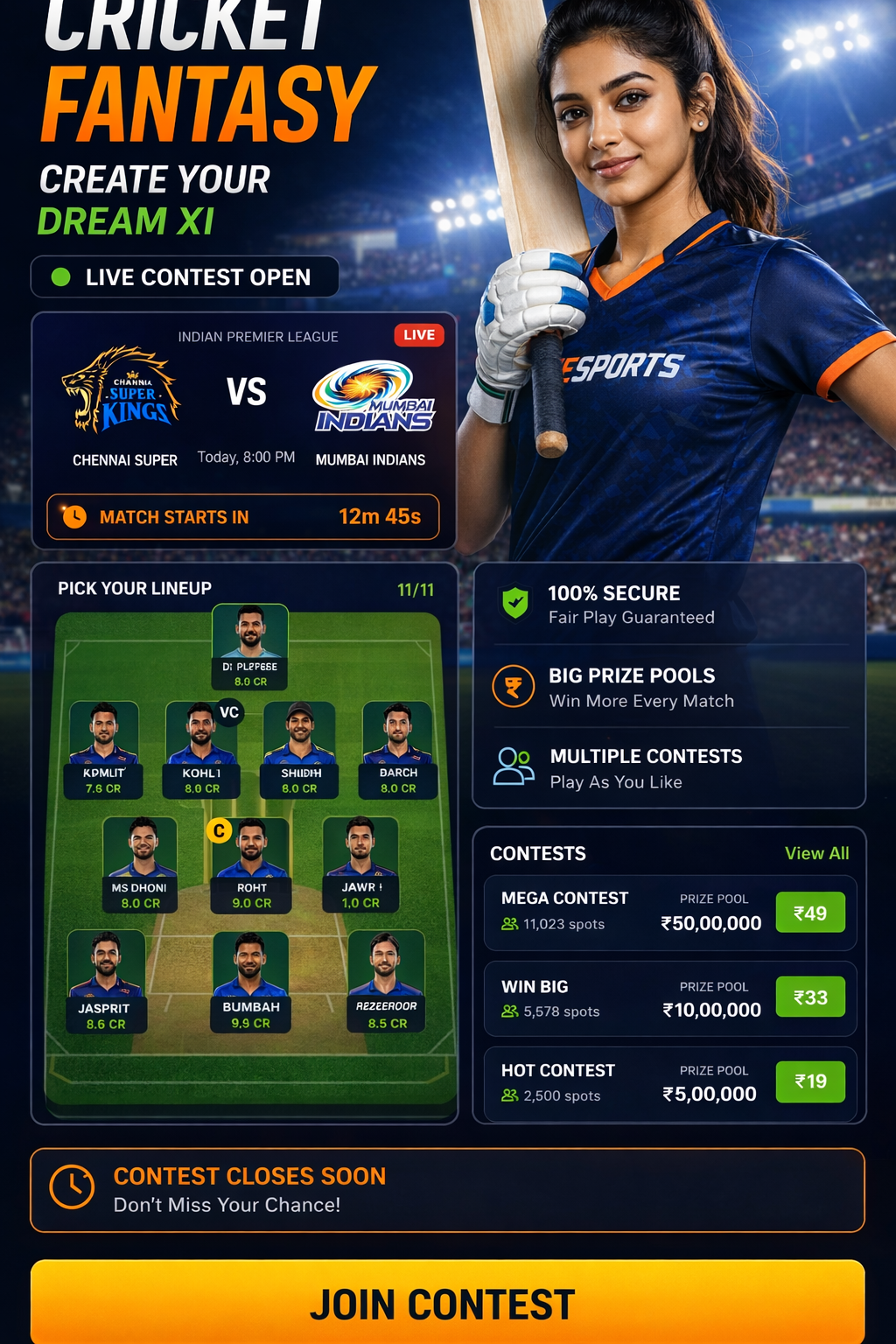 Cric Fantasy App cricket matchday visual