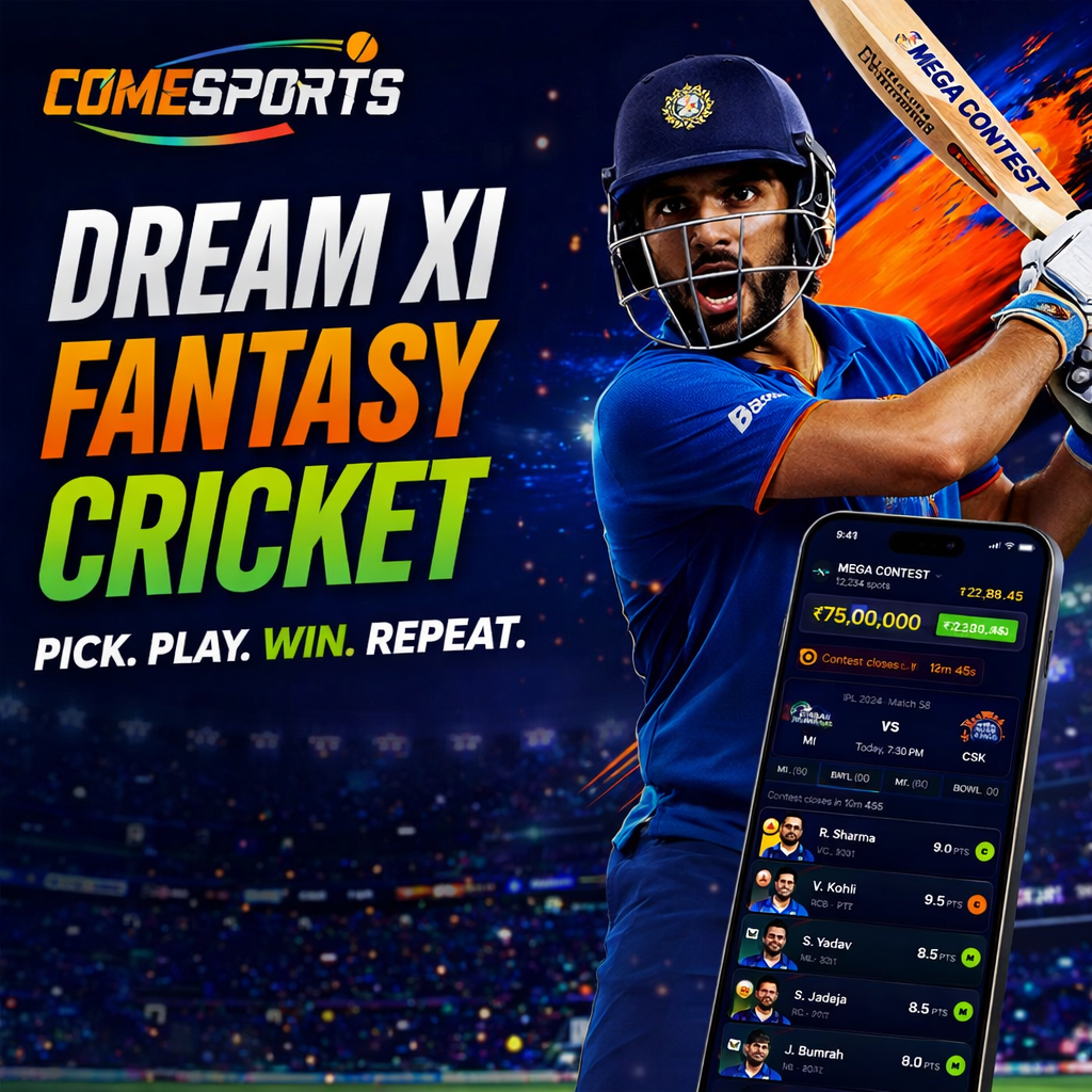 Cric Fantasy App Dream XI fantasy cricket ad visual