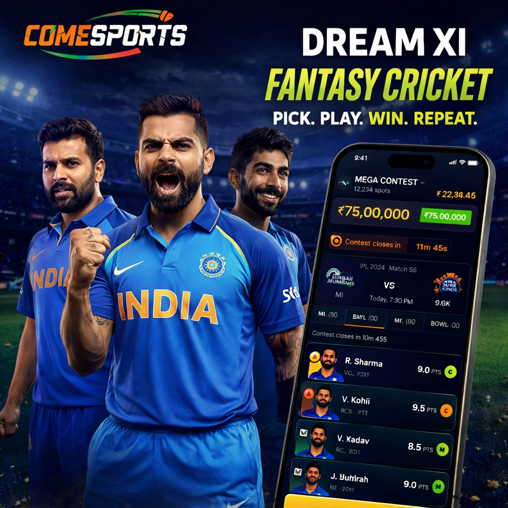 Cric Fantasy App fantasy cricket and India team visual